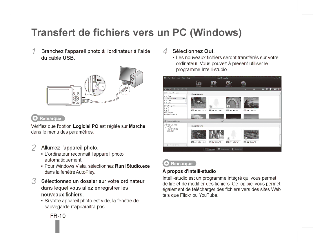 Samsung EC-ST70ZZDPSME, EC-ST70ZZBPOE1, EC-ST71ZZBDSE1, EC-ST71ZZBDUE1 manual Transfert de fichiers vers un PC Windows, FR-10 