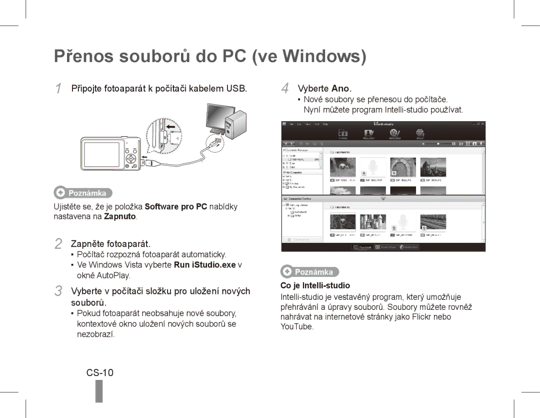 Samsung EC-ST70ZZBPSE1, EC-ST70ZZBPOE1, EC-ST71ZZBDSE1, EC-ST71ZZBDUE1, EC-ST70ZZBPUE1 Přenos souborů do PC ve Windows, CS-10 