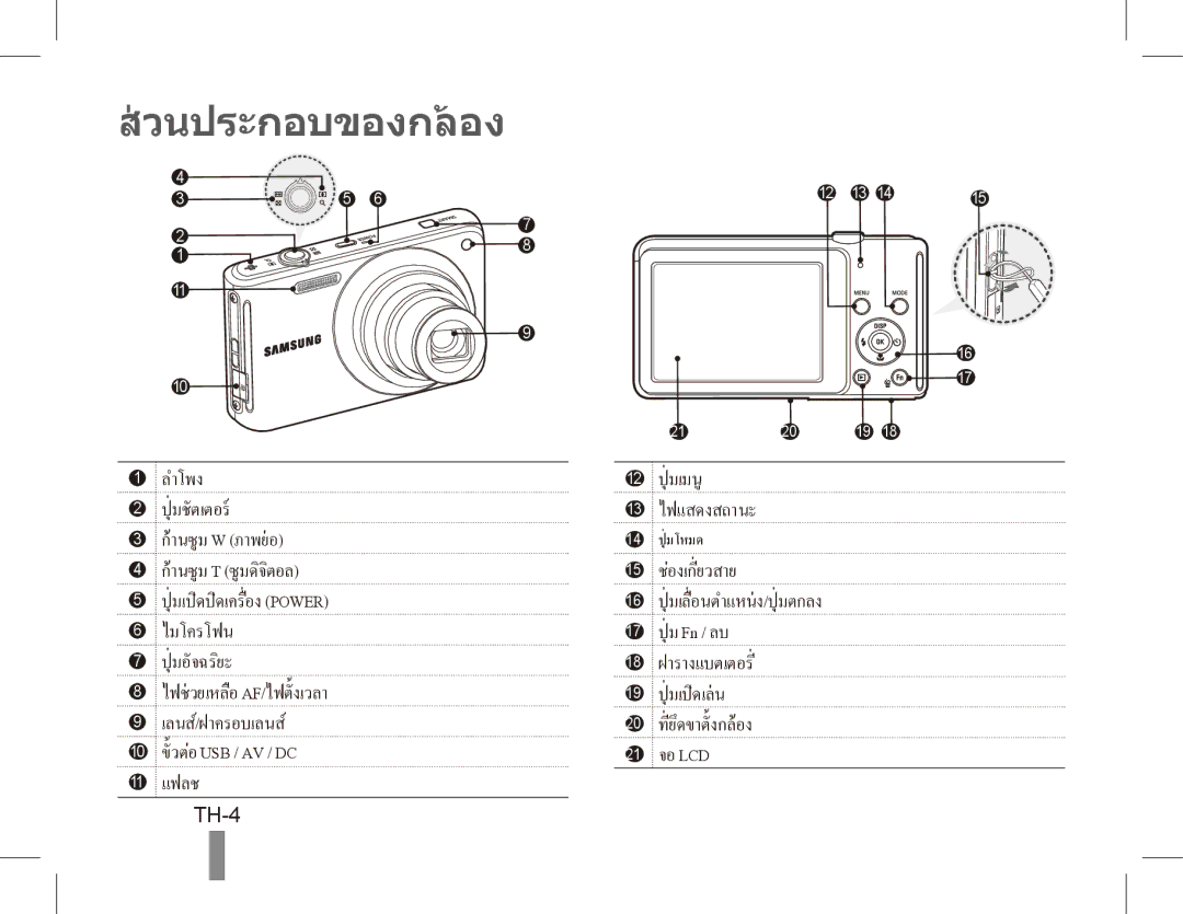 Samsung EC-ST70ZZBPUIL, EC-ST70ZZBPOE1, EC-ST71ZZBDSE1, EC-ST71ZZBDUE1, EC-ST70ZZBPUE1, EC-ST70ZZBPBE1 วนประกอบของกลอง, TH-4 