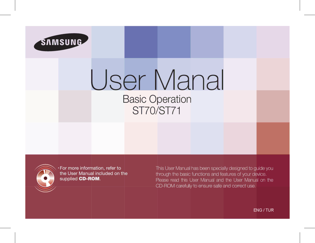 Samsung EC-ST70ZZBPOIT, EC-ST70ZZBPBIT, EC-ST70ZZBPBE3, EC-ST70ZZBPUE3, EC-ST70ZZBPOE3, EC-ST70ZZBPSE3, EC-ST70ZZBPBE2 manual 