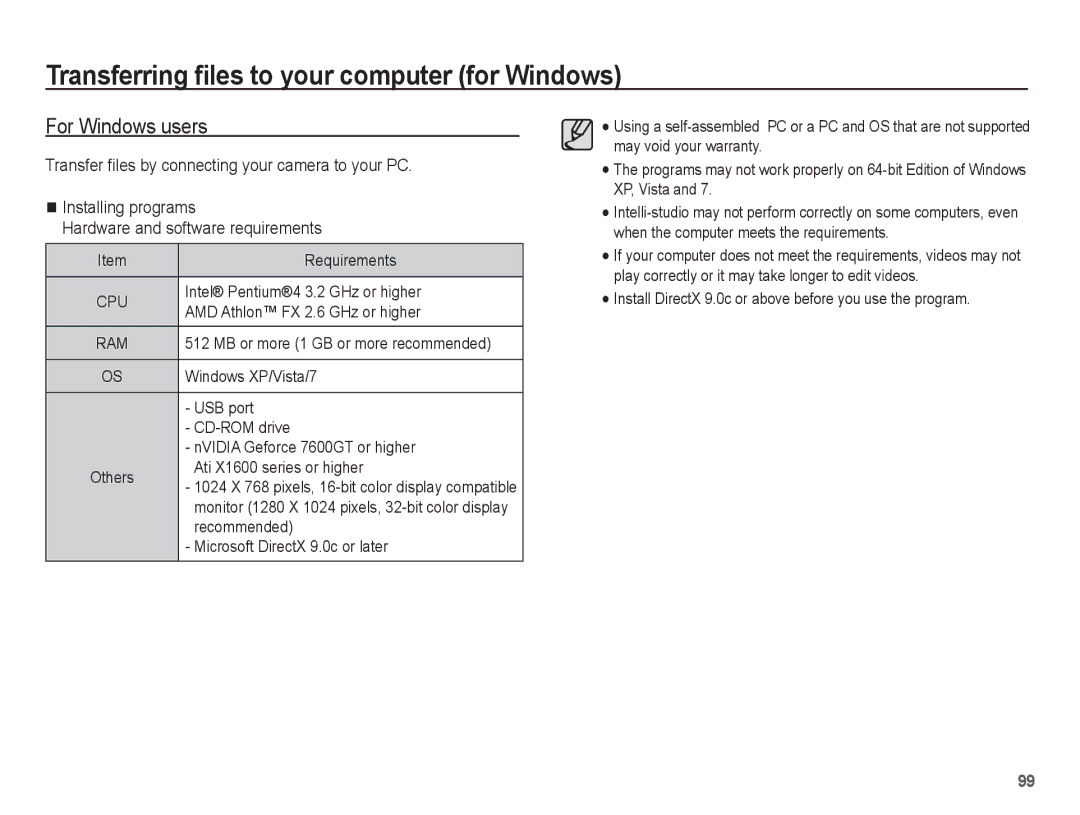 Samsung EC-ST70ZZBPOE2, EC-ST70ZZBPOE1, EC-ST71ZZBDSE1 Transferring files to your computer for Windows, For Windows users 