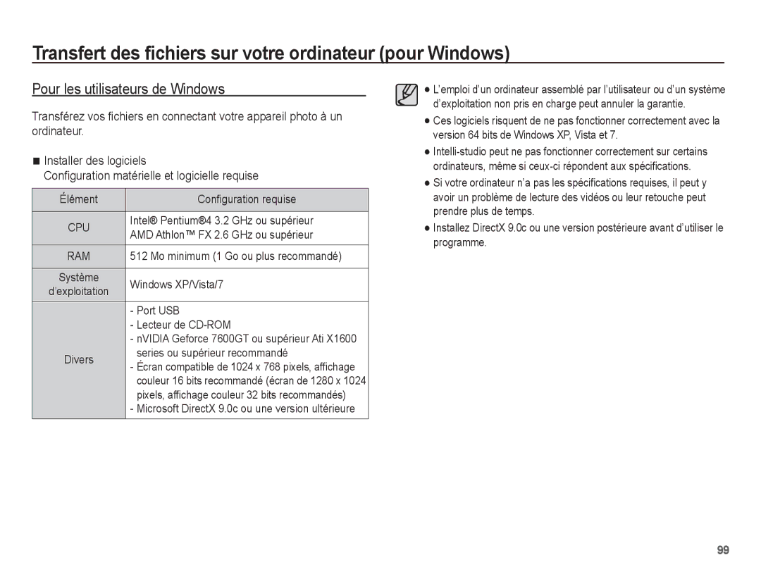 Samsung EC-ST70ZZBPBE1 manual Transfert des fichiers sur votre ordinateur pour Windows, Pour les utilisateurs de Windows 