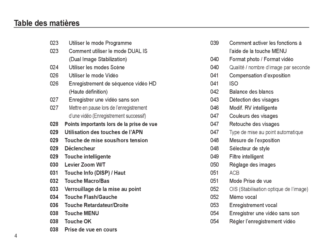 Samsung EC-ST70ZZBPSE1, EC-ST70ZZBPOE1, EC-ST71ZZBDSE1 manual Comment activer les fonctions à l’aide de la touche Menu 