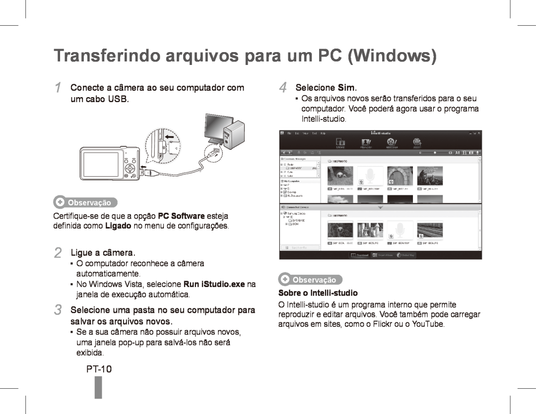 Samsung EC-ST70ZZBPOIT, EC-ST70ZZBPOE1 Transferindo arquivos para um PC Windows, PT-10, Observação, Sobre o Intelli-studio 