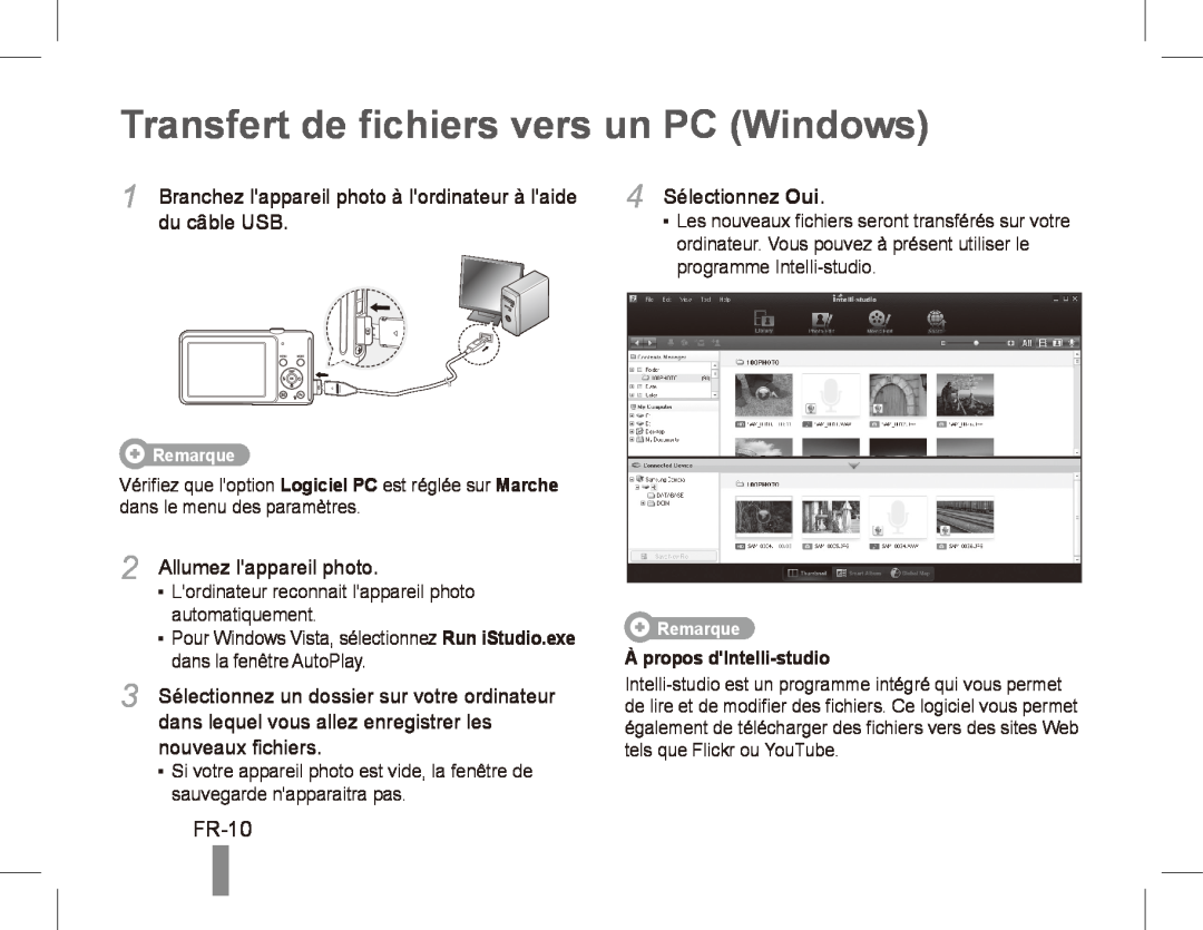 Samsung EC-ST70ZZBPODX, EC-ST70ZZBPOE1 Transfert de fichiers vers un PC Windows, FR-10, Remarque, À propos dIntelli-studio 