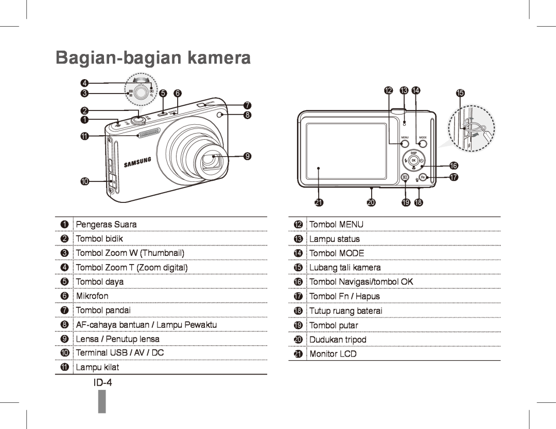 Samsung EC-ST70ZZBDBVN, EC-ST70ZZBPOE1, EC-ST71ZZBDSE1, EC-ST71ZZBDUE1, EC-ST70ZZBPUE1 manual Bagian-bagian kamera, ID-4 