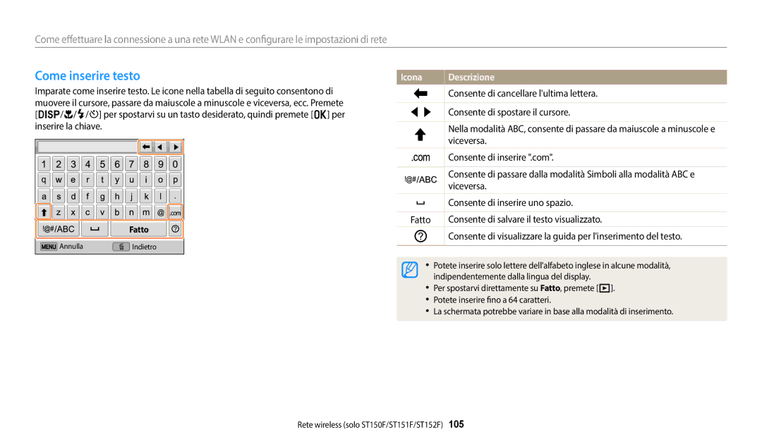 Samsung EC-ST150FBPPE1, EC-ST72ZZBPBE1, EC-ST152FBDWE1, EC-ST72ZZBPWE1, EC-ST150FBPBE1, EC-ST73ZZBDWE1 Come inserire testo 