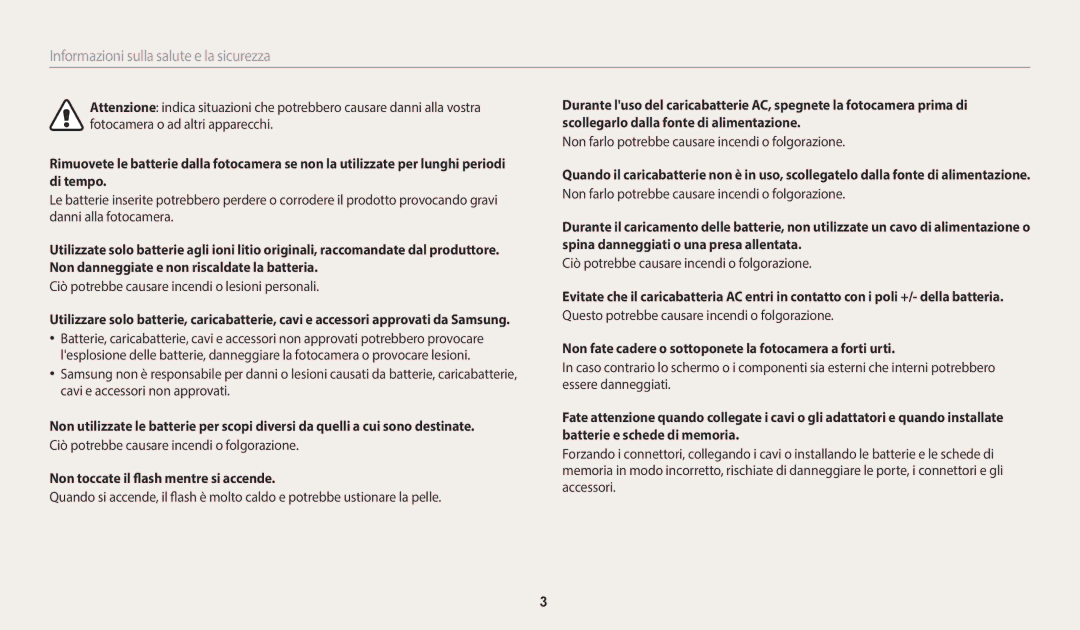 Samsung EC-ST150FBPBE1 manual Ciò potrebbe causare incendi o lesioni personali, Non toccate il flash mentre si accende 