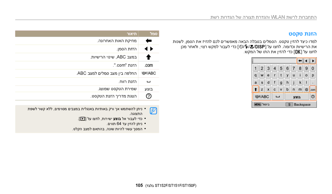 Samsung EC-ST150FBPPIL, EC-ST72ZZBPBIL, EC-ST72ZZBPRIL, EC-ST150FBPBIL, EC-ST150FBPSIL, EC-ST72ZZBPWIL manual טסקט תנזה, רואית 