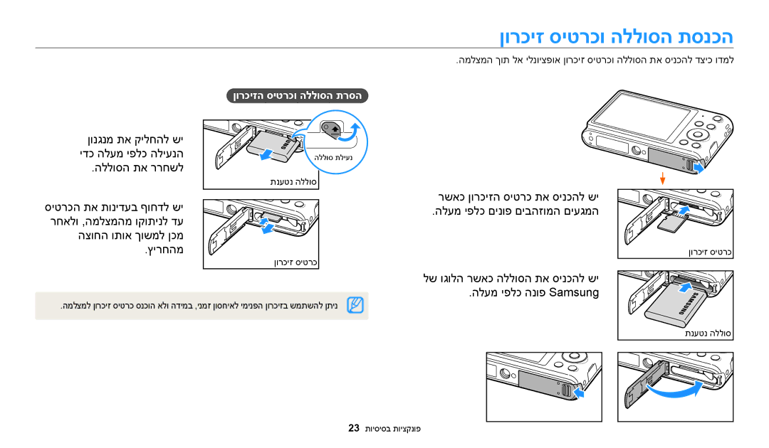 Samsung EC-ST72ZZBPBIL, EC-ST72ZZBPRIL, EC-ST150FBPPIL, EC-ST150FBPBIL, EC-ST150FBPSIL manual ןורכיז סיטרכו הללוסה תסנכה 