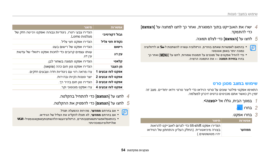 Samsung EC-ST150FBPWIL, EC-ST72ZZBPBIL, EC-ST72ZZBPRIL, EC-ST150FBPPIL, EC-ST150FBPBIL טרס ןנסמ בצמב שומיש, םיעבצ חול טקפא 