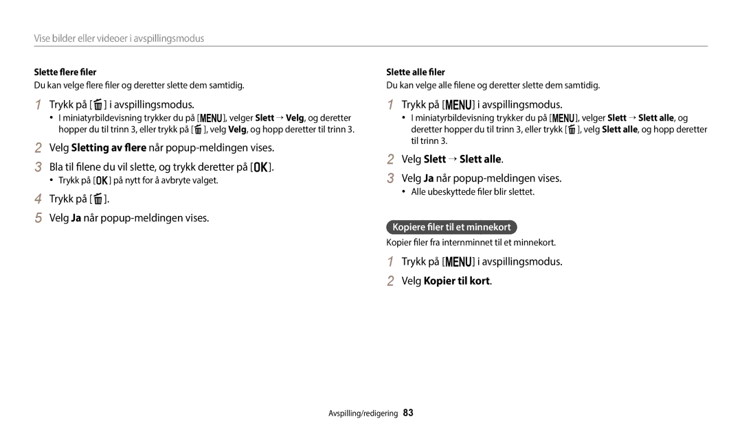 Samsung EC-ST72ZZBPWE2 Trykk på f i avspillingsmodus, Trykk på f Velg Ja når popup-meldingen vises, Velg Kopier til kort 