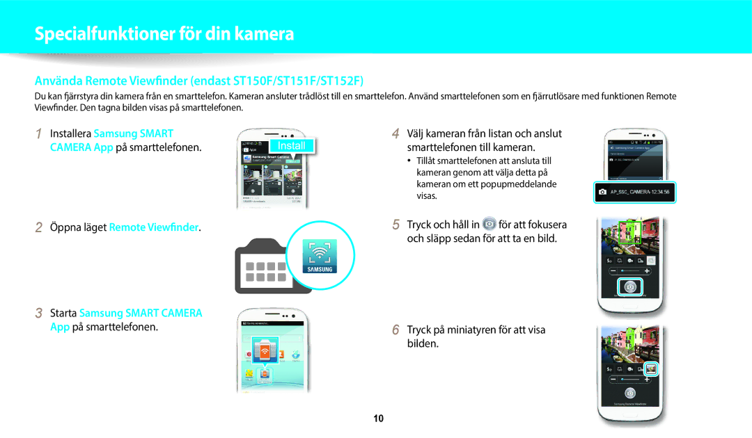 Samsung EC-ST72ZZBPLE2 Använda Remote Viewfinder endast ST150F/ST151F/ST152F, Tryck på miniatyren för att visa bilden 