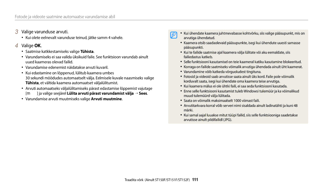 Samsung EC-ST72ZZBPBE2 manual Valige varunduse arvuti, Valige OK, Kui olete eelnevalt varunduse teinud, jätke samm 4 vahele 