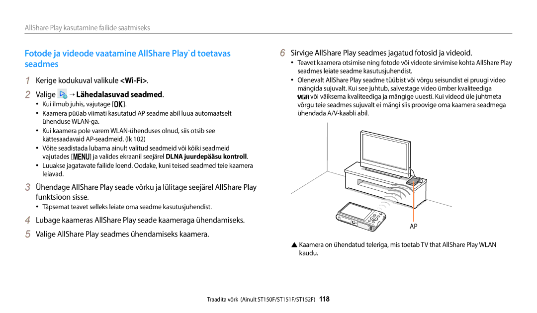 Samsung EC-ST72ZZBPLE2 manual Valige → Lähedalasuvad seadmed, Täpsemat teavet selleks leiate oma seadme kasutusjuhendist 