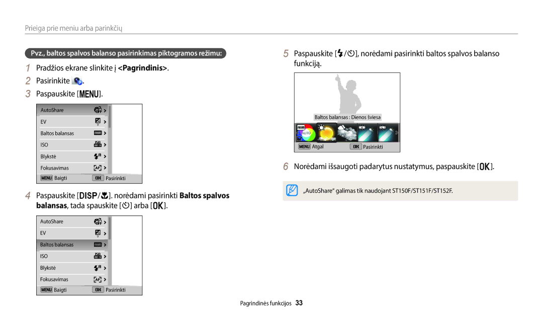 Samsung EC-ST72ZZBPLE2, EC-ST72ZZBPWE2, EC-ST150FBPWE2 manual Norėdami išsaugoti padarytus nustatymus, paspauskite o 