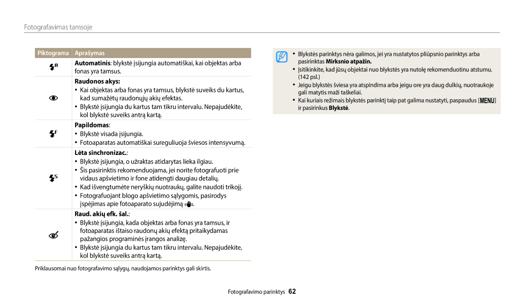 Samsung EC-ST150FBPBE2, EC-ST72ZZBPWE2, EC-ST150FBPWE2 Raudonos akys, Papildomas, Lėta sinchronizac, Raud. akių efk. šal 