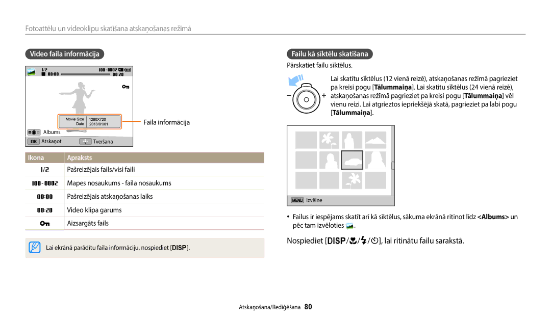 Samsung EC-ST150FBPWE2 manual Nospiediet D/c/F/t, lai ritinātu failu sarakstā, Video faila informācija, Video klipa garums 