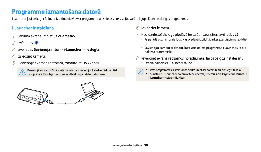 Samsung EC-ST72ZZBPBE2 manual Programmu izmantošana datorā, Launcher instalēšana, Datorā parādīsies i-Launcher saīsne 