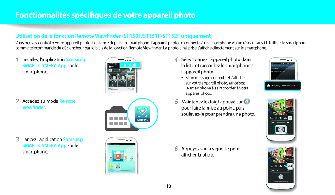 Samsung EC-ST72ZZBPRFR, EC-ST73ZZBDRFR manual Accédez au mode Remote, Appuyez sur la vignette pour afficher la photo 