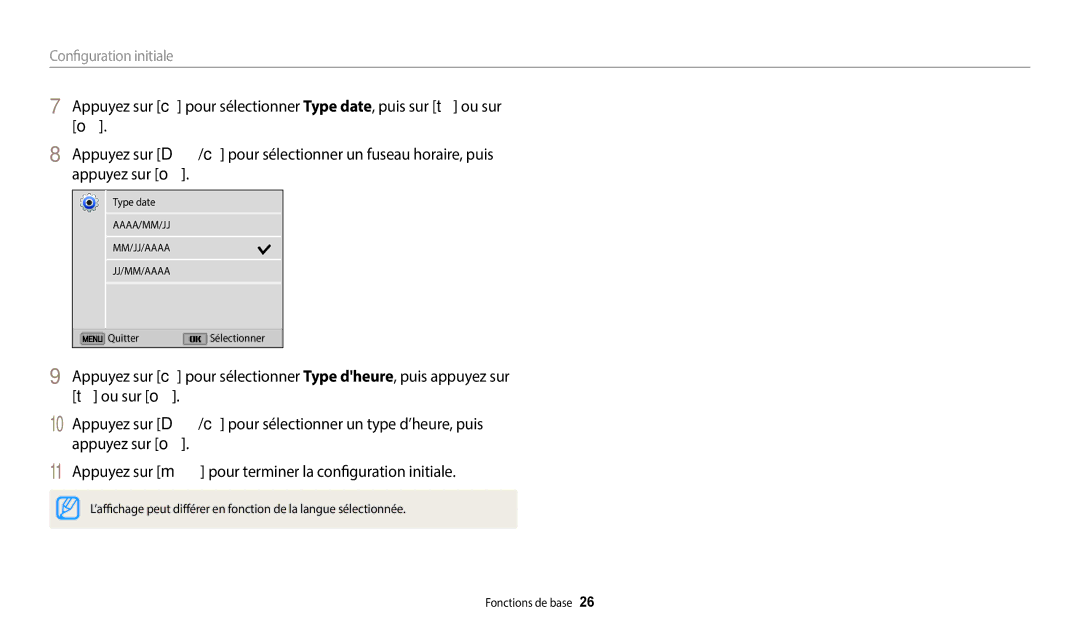 Samsung EC-ST73ZZBDRFR, EC-ST73ZZBDBFR, EC-ST72ZZBPRFR, EC-ST72ZZBPWFR, EC-ST152FBDWFR, EC-ST150FBPBFR Configuration initiale 