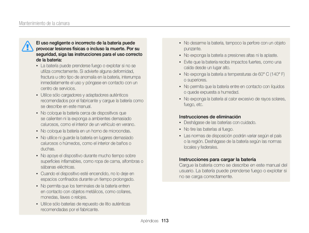 Samsung EC-ST66ZZFPBE1, EC-ST76ZZBPBE1, EC-ST66ZZBPSE1, EC-ST76ZZBPLE1, EC-ST66ZZBPRE1 manual Mantenimiento de la cámara 