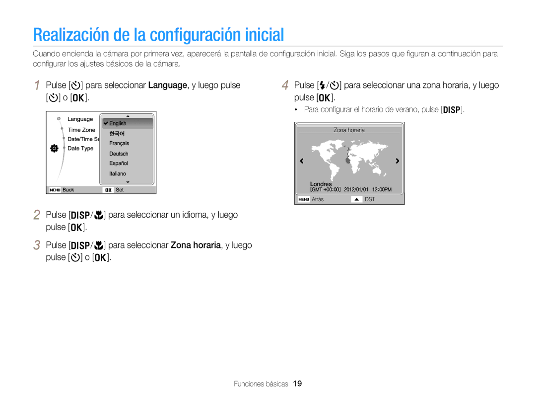 Samsung EC-ST76ZZFPRE1, EC-ST76ZZBPBE1, EC-ST66ZZBPSE1, EC-ST76ZZBPLE1, EC-ST66ZZBPRE1 Realización de la conﬁguración inicial 