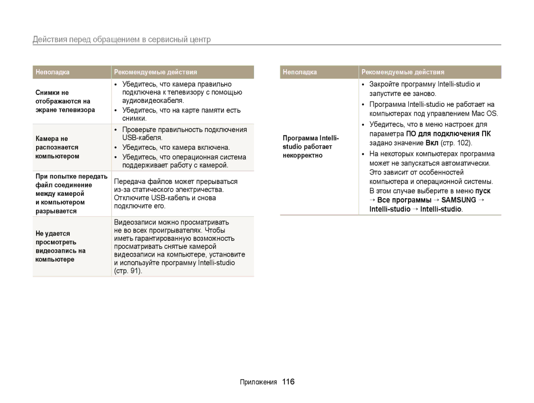 Samsung EC-ST76ZZBPSRU, EC-ST76ZZBPRRU, EC-ST77ZZBPRRU manual “ Все программы “ Samsung “ Intelli-studio “ Intelli-studio 