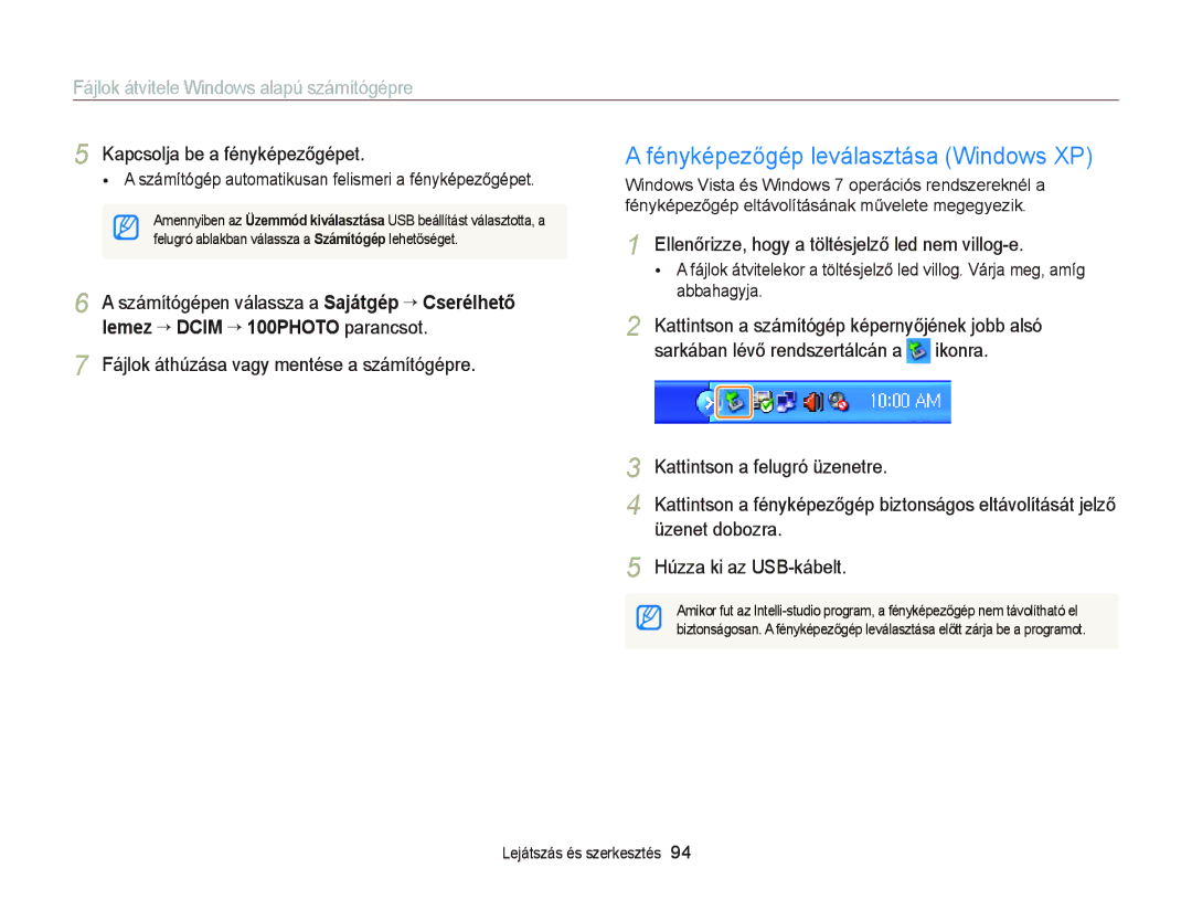 Samsung EC-ST76ZZBPBE2 Ellenőrizze, hogy a töltésjelző led nem villog-e, Számítógépen válassza a Sajátgép “ Cserélhető 