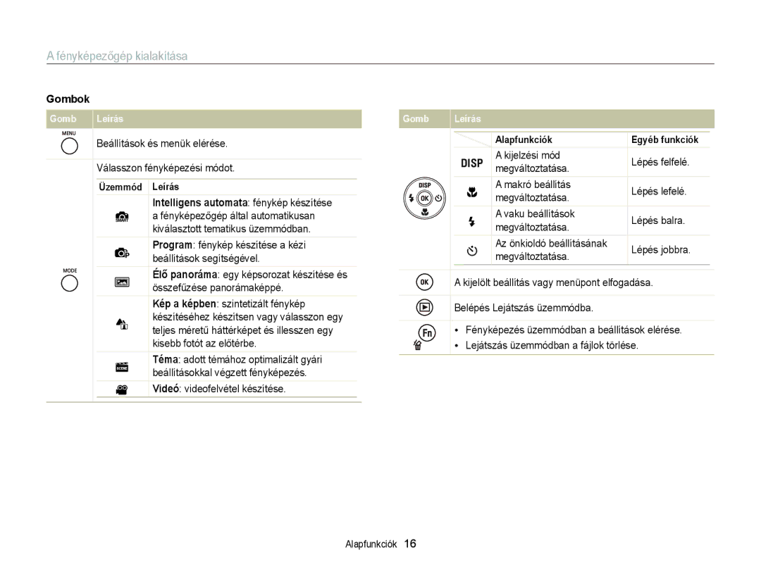 Samsung EC-ST76ZZBPWE2 manual Beállítások és menük elérése, Kijelzési mód, Válasszon fényképezési módot Megváltoztatása 