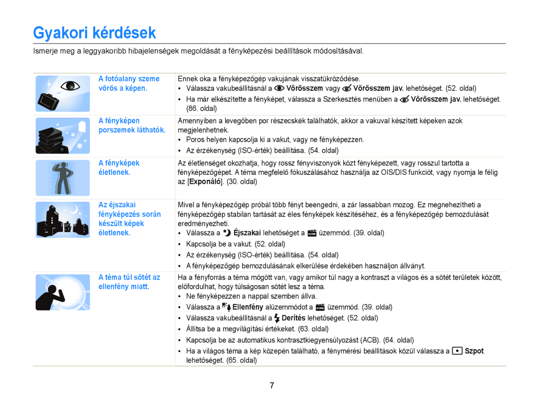 Samsung EC-ST77ZZBPSE3, EC-ST76ZZFPBE1, EC-ST76ZZFPSE1, EC-ST77ZZBPRE3 manual Gyakori kérdések, Vörösszem vagy, Szpot 