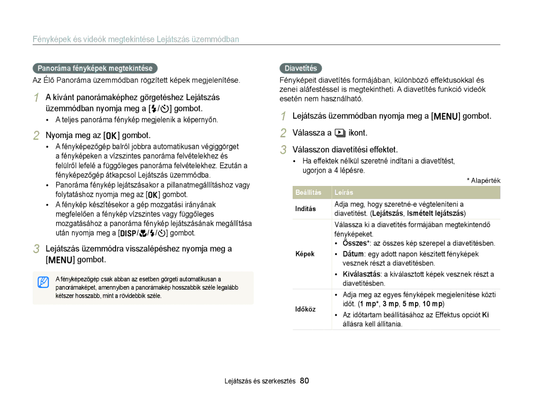 Samsung EC-ST79ZZBPWE2 manual Nyomja meg az o gombot, Lejátszás üzemmódra visszalépéshez nyomja meg a m gombot, Diavetítés 