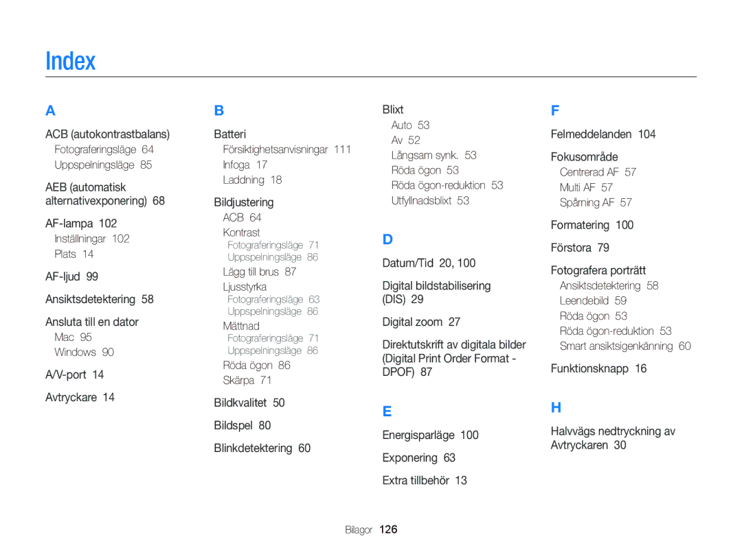 Samsung EC-ST76ZZFPLE2, EC-ST76ZZFPWE2, EC-ST76ZZBPRE2, EC-ST66ZZBPPE2, EC-ST66ZZFPPE2, EC-ST66ZZBPRE2, EC-ST66ZZFPBE2 Index 