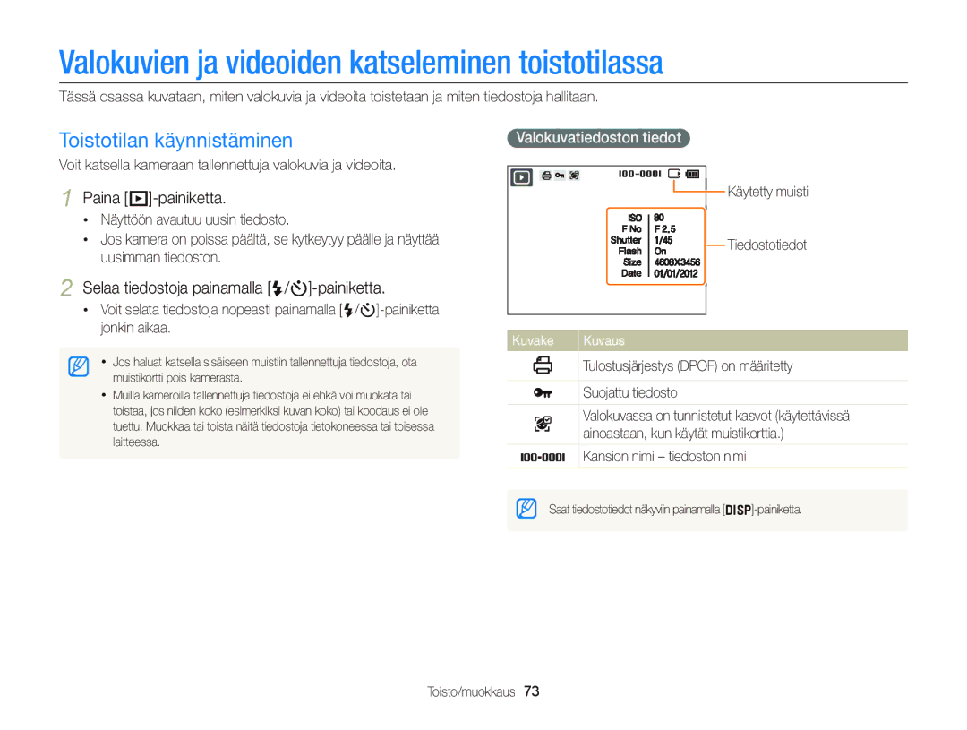 Samsung EC-ST66ZZFPRE2 Valokuvien ja videoiden katseleminen toistotilassa, Toistotilan käynnistäminen, Paina P-painiketta 