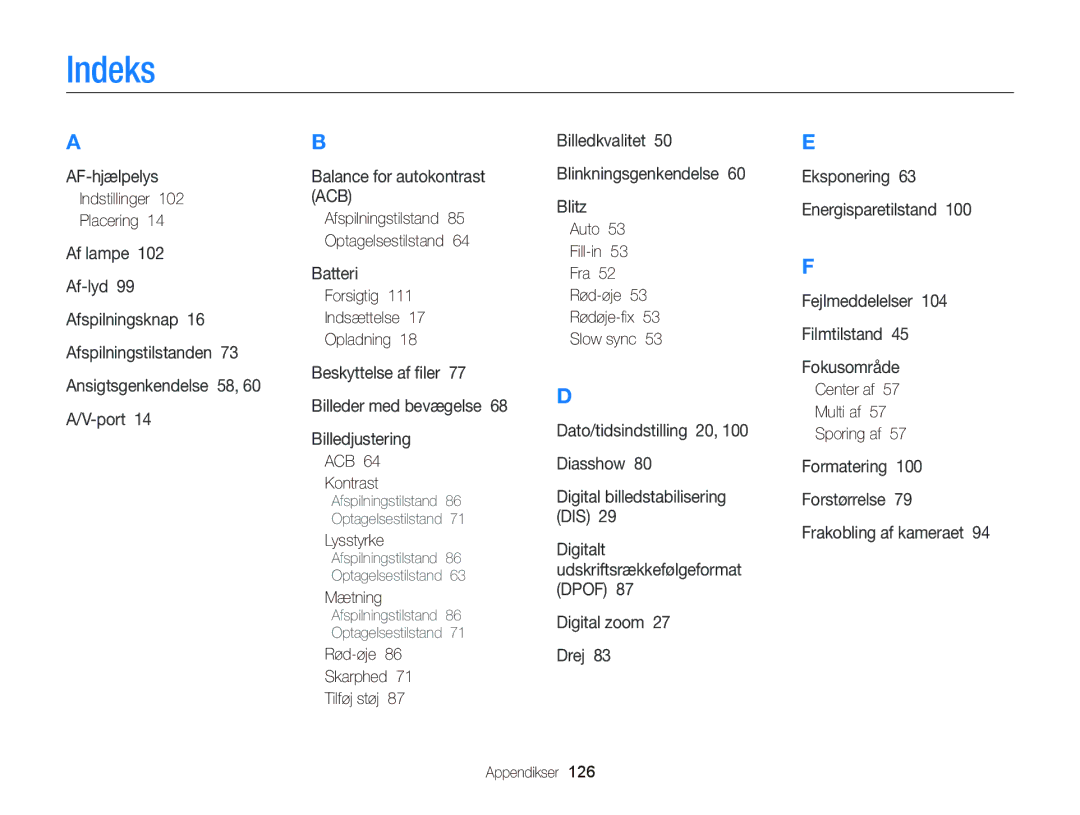 Samsung EC-ST76ZZFPLE2, EC-ST76ZZFPWE2, EC-ST76ZZBPRE2, EC-ST66ZZBPPE2, EC-ST66ZZFPPE2, EC-ST66ZZBPRE2, EC-ST66ZZFPBE2 Indeks 