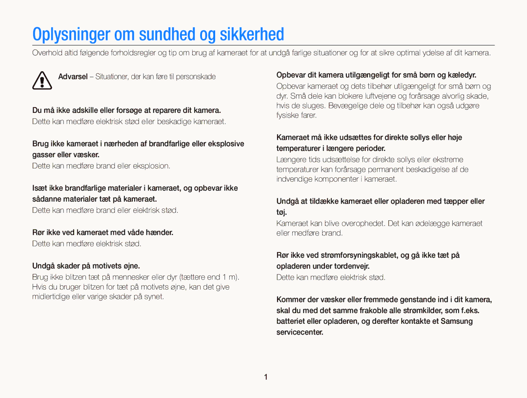 Samsung EC-ST66ZZBPPE2, EC-ST76ZZFPWE2, EC-ST76ZZBPRE2, EC-ST66ZZFPPE2, EC-ST66ZZBPRE2 Oplysninger om sundhed og sikkerhed 