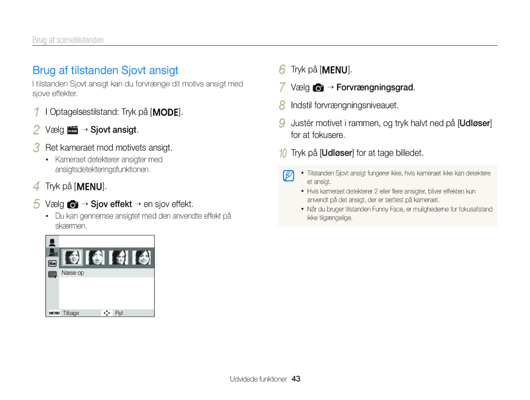 Samsung EC-ST66ZZBPUE2 manual Vælg a “ Forvrængningsgrad, Optagelsestilstand Tryk på M Indstil forvrængningsniveauet 