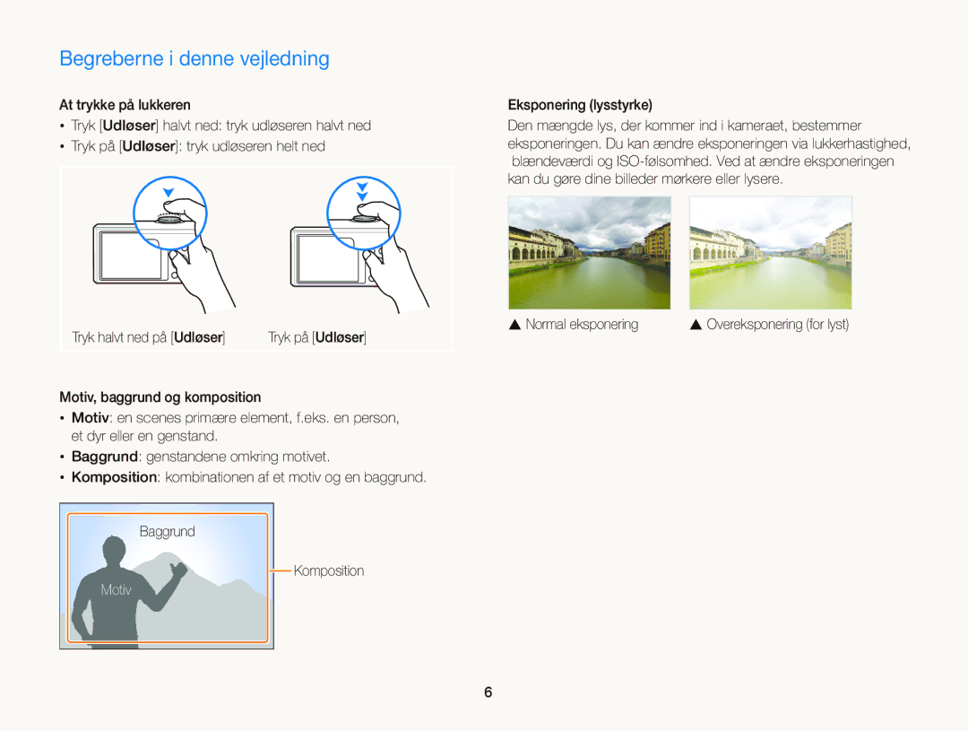 Samsung EC-ST76ZZBPSE2, EC-ST76ZZFPWE2 Begreberne i denne vejledning, Motiv, Eksponering lysstyrke, Normal eksponering 