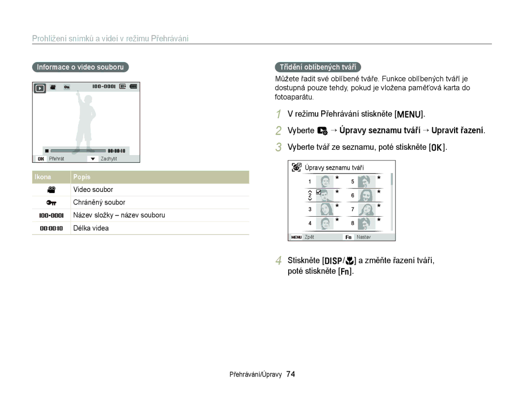 Samsung EC-ST77ZZBPBE3, EC-ST77ZZBPRE3 manual Prohlížení snímků a videí v režimu Přehrávání, Režimu Přehrávání stiskněte m 