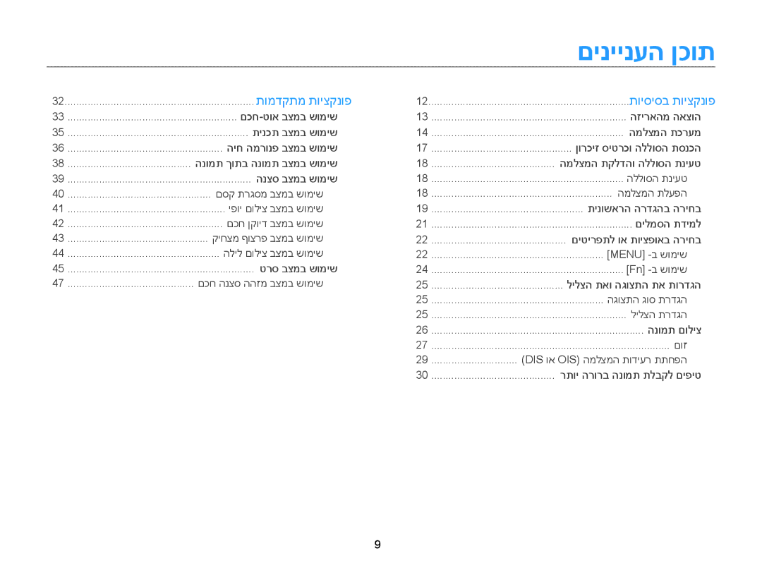 Samsung EC-ST77ZZFPSIL, EC-ST77ZZBPSIL, EC-ST77ZZBPRIL, EC-ST77ZZBPWIL, EC-ST77ZZBPBIL, EC-ST76ZZBDWAE manual םיניינעה ןכות 