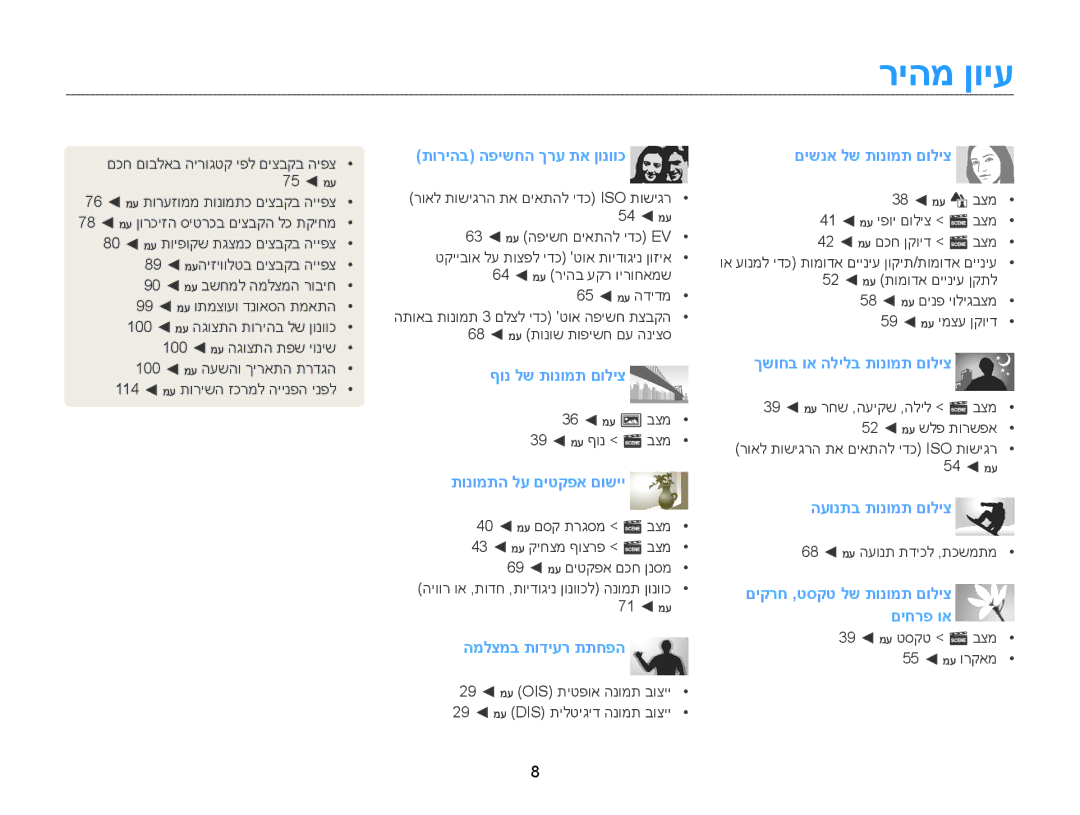 Samsung EC-ST77ZZFPBIL, EC-ST77ZZBPSIL, EC-ST77ZZBPRIL manual ריהמ ןויע, תוריהב הפישחה ךרע תא ןונווכ םישנא לש תונומת םוליצ 