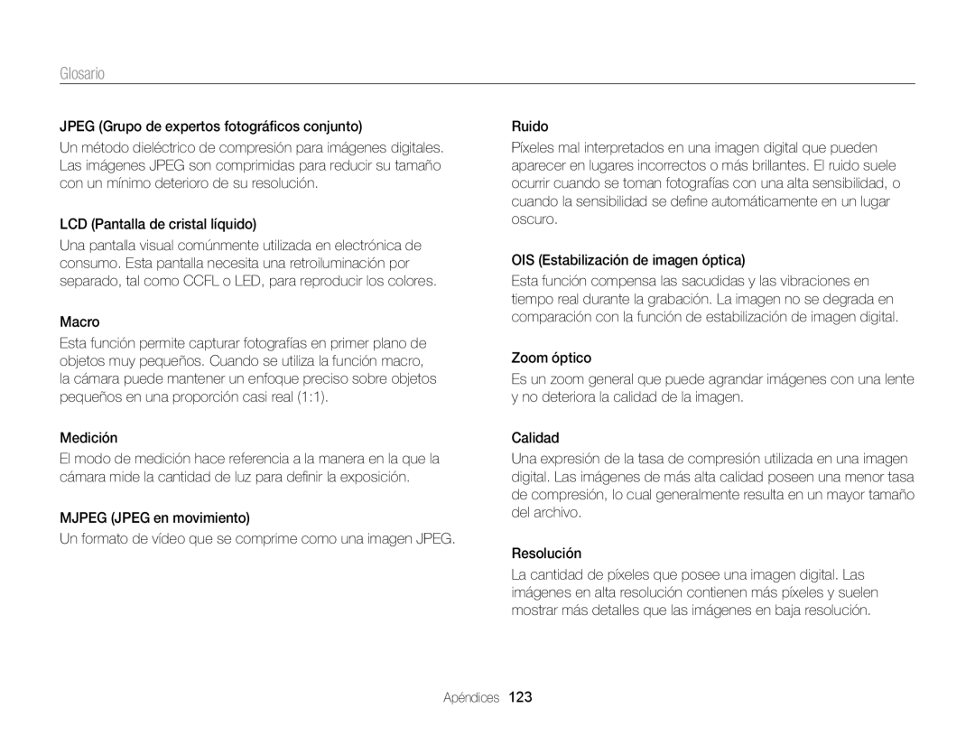 Samsung EC-ST79ZZFPBE1, EC-ST77ZZBPWE1 manual Jpeg Grupo de expertos fotográﬁcos conjunto, LCD Pantalla de cristal líquido 