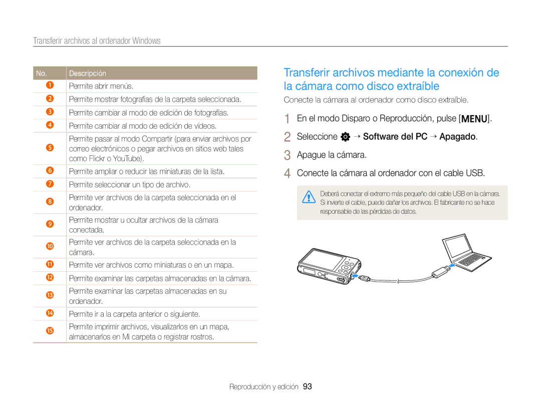 Samsung EC-ST79ZZBPRE1, EC-ST77ZZBPWE1, EC-ST77ZZBPRE1, EC-ST76ZZBPBE1 Conecte la cámara al ordenador como disco extraíble 