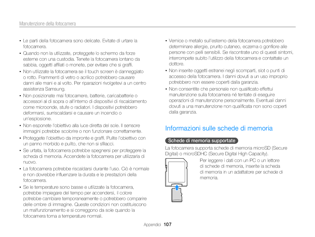 Samsung EC-ST77ZZDDSME, EC-ST77ZZBPWE1, EC-ST77ZZBPSE1 Informazioni sulle schede di memoria, Schede di memoria supportate 