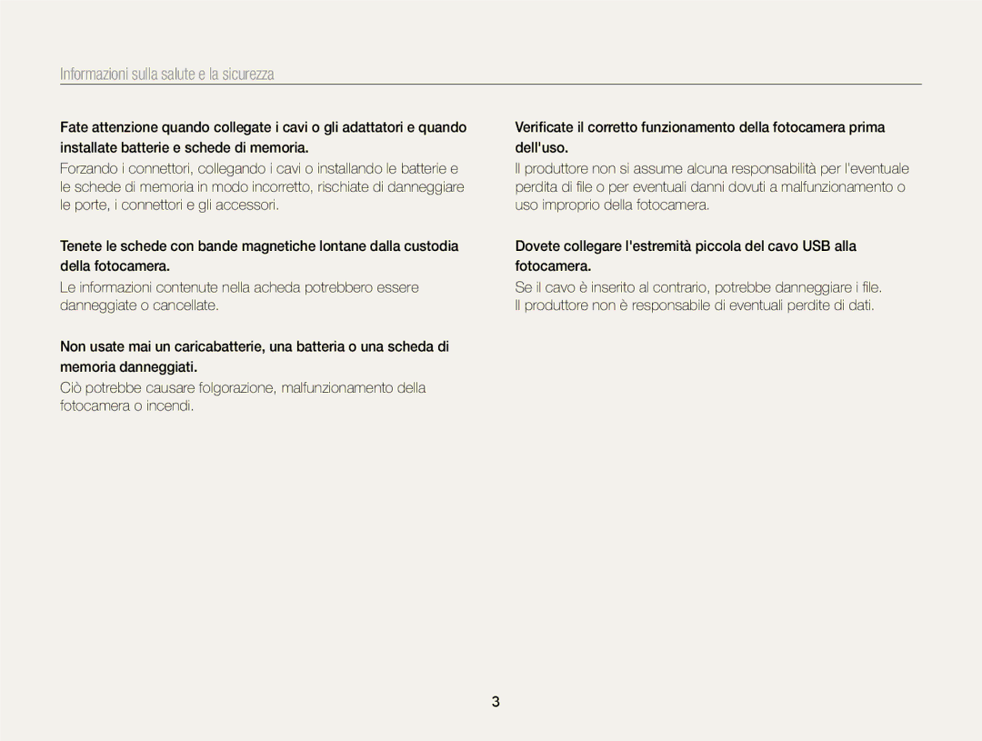 Samsung EC-ST77ZZHDSME, EC-ST77ZZBPWE1, EC-ST77ZZBPSE1, EC-ST77ZZBPLE1 manual Informazioni sulla salute e la sicurezza 