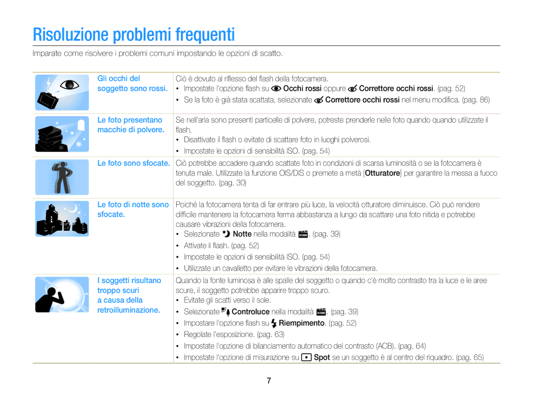 Samsung EC-ST77ZZFPBE1, EC-ST77ZZBPWE1, EC-ST77ZZBPSE1, EC-ST77ZZBPLE1, EC-ST77ZZBPBE1 manual Risoluzione problemi frequenti 