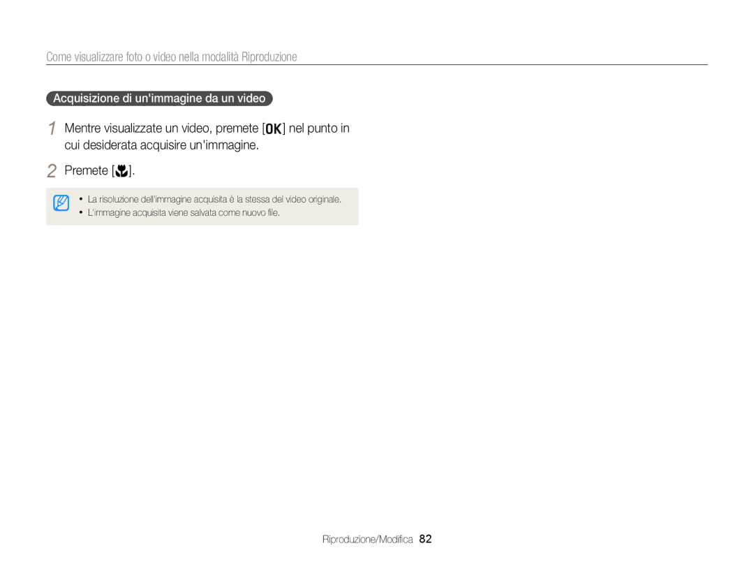 Samsung EC-ST77ZZHDBME, EC-ST77ZZBPWE1, EC-ST77ZZBPSE1, EC-ST77ZZBPLE1, EC-ST77ZZBPBE1 Acquisizione di unimmagine da un video 