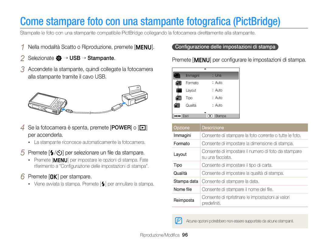 Samsung EC-ST77ZZHDBME, EC-ST77ZZBPWE1 manual Premete F/t per selezionare un ﬁle da stampare, Premete o per stampare 