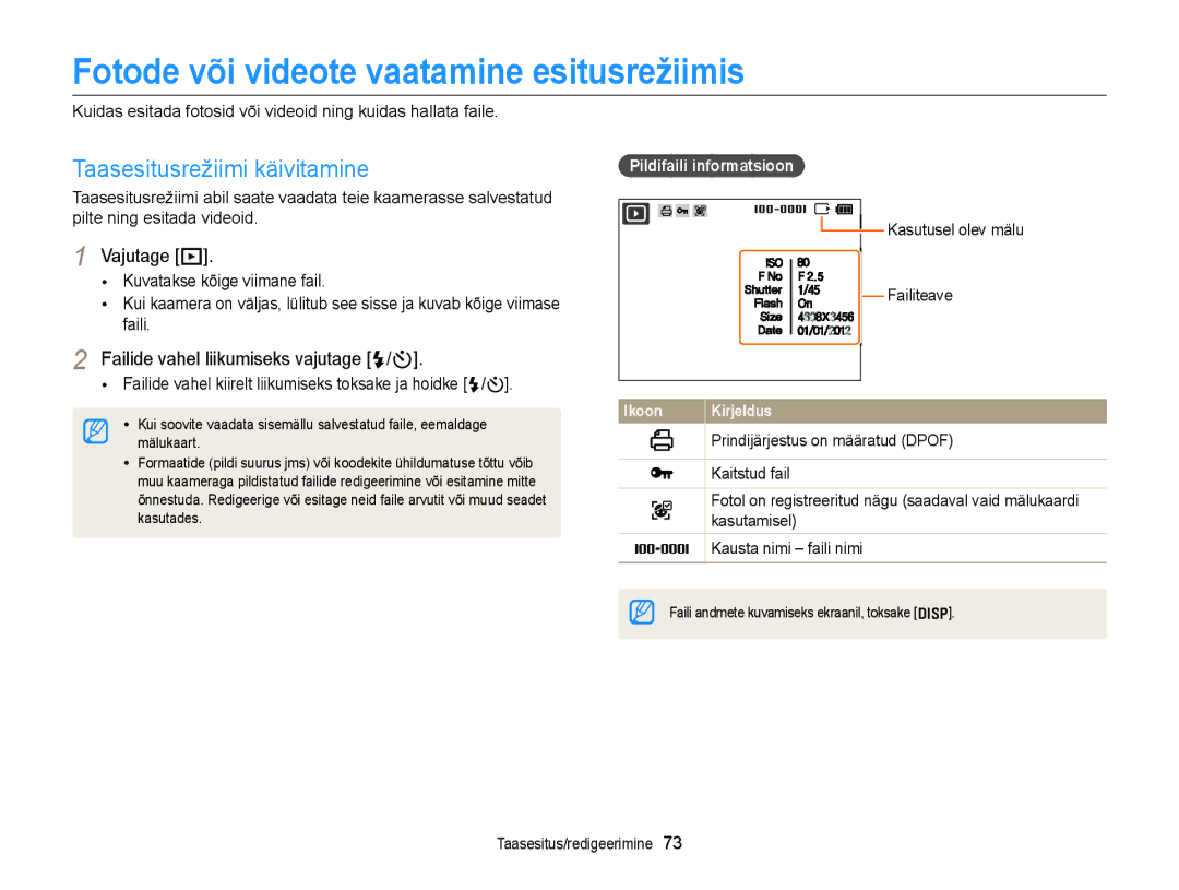 Samsung EC-ST77ZZFPRE2 manual Fotode või videote vaatamine esitusrežiimis, Taasesitusrežiimi käivitamine, Vajutage P 