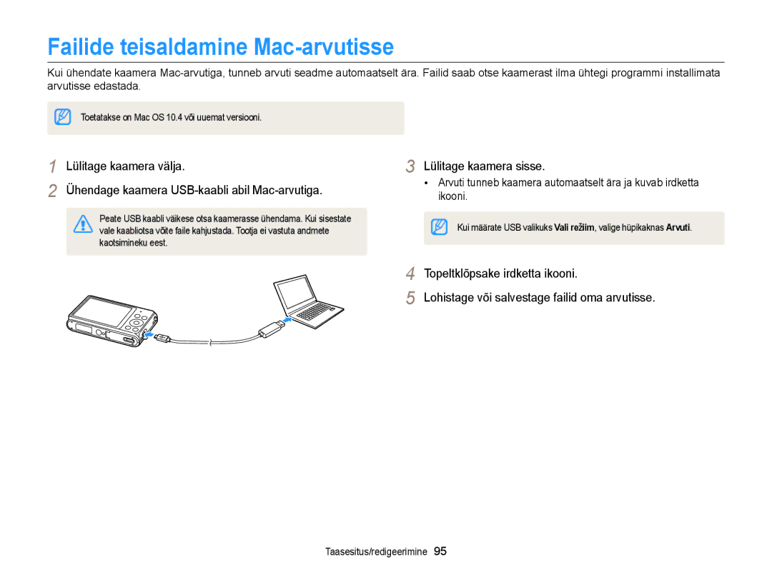 Samsung EC-ST77ZZFPLE2, EC-ST77ZZBPWE2, EC-ST77ZZBPRE2, EC-ST77ZZBPBE2, EC-ST77ZZFPWE2 Failide teisaldamine Mac-arvutisse 